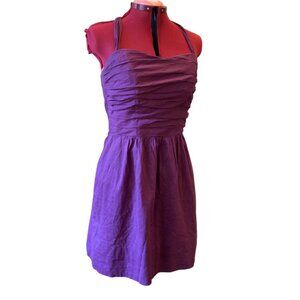 AFTER SIX - Cute Purple Halter Dress – Ruched Bodice - Medium
